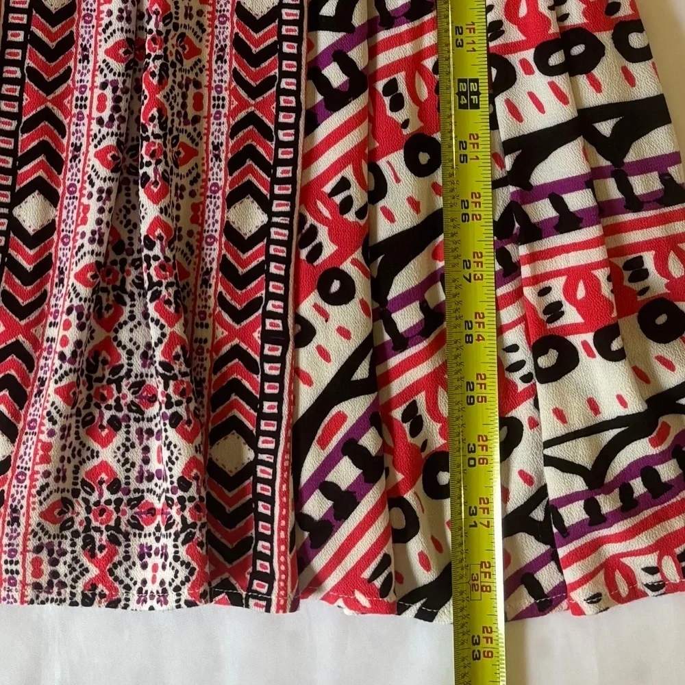 Free People Tegan Boarder Print Mini Dress Size 6 Ivory Pink Black